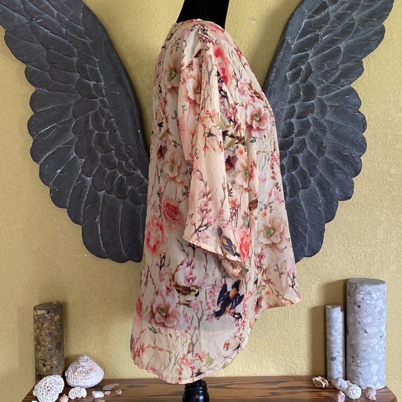 Sans Souci Floral Kimono Cardigan Style Shirt Top - Picture 5 of 7